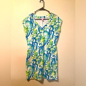 Lilly Pulitzer Haley resortwear v- neck pullover med crystal French terry dress